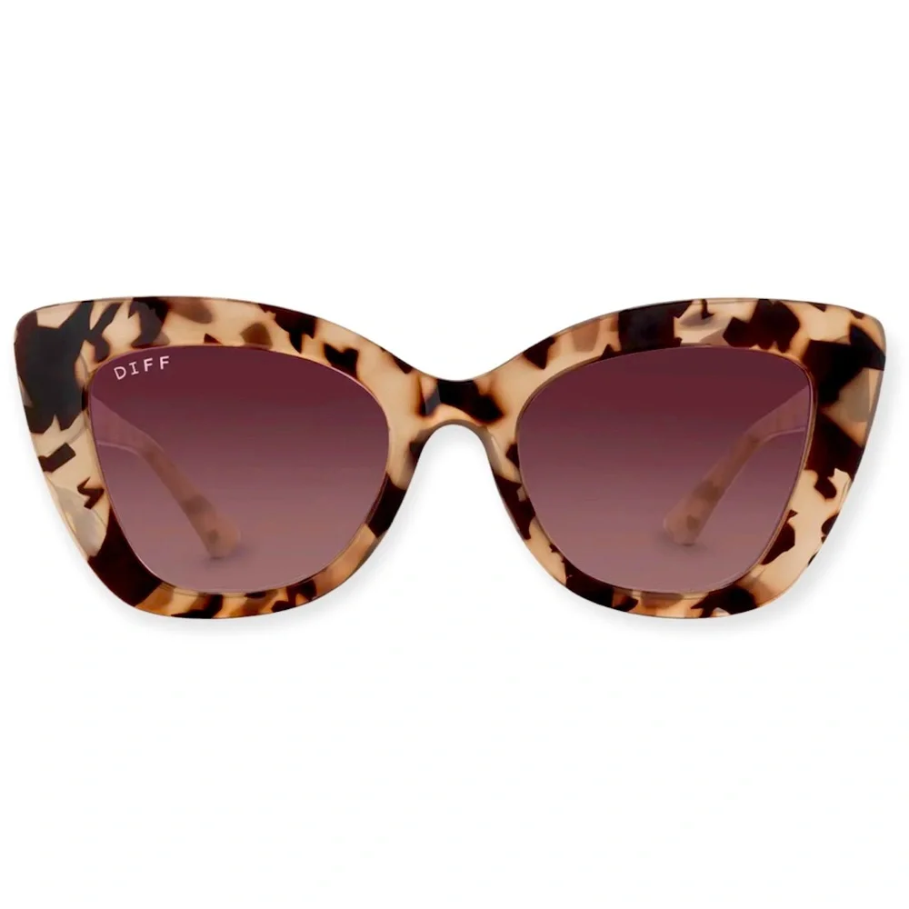 DIFF Melody Sunglasses Blush Tortoise Frame Wine Gradient Lenses Cat Eye